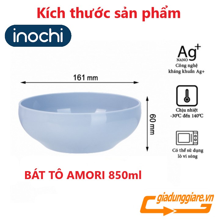 (Chính hãng INOCHI) Bát tô chén nhựa to Amori 850 dùng ăn cơm ăn dặm cho bé nhựa nguyên sinh chịu nhiệt kháng khuẩn Ag+