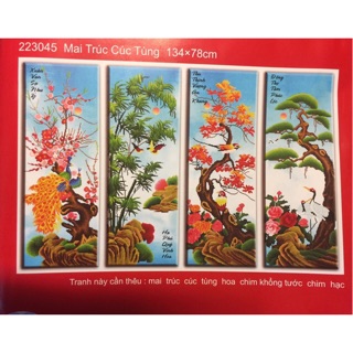Tranh thêu tứ quý xuân hạ thu đông tùng cúc trúc mai 223045