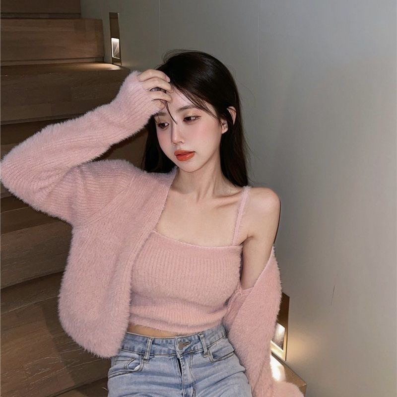 FREESHIP SET ÁO HAI DÂY LEN LÔNG CROTOP SEXY