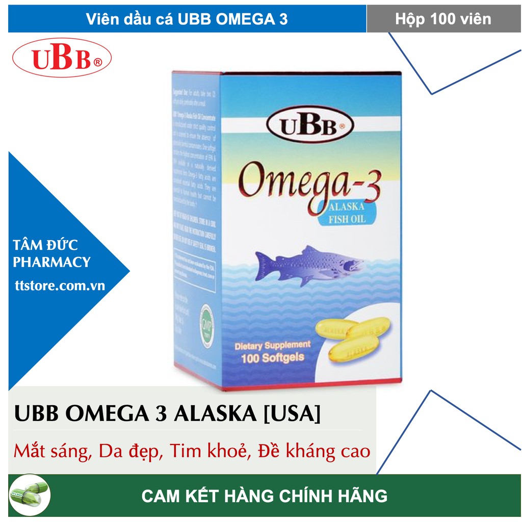 OMEGA 3 UBB [Hộp 100 viên] - Viên dầu cá Omega 3 Alaska Mỹ