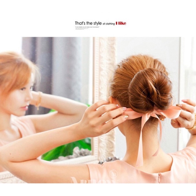 Thanh Búi Tóc Nơ Duy Băng Xinh Xắn Dễ Thương Phong Cách Thời Trang Hàn Quốc.