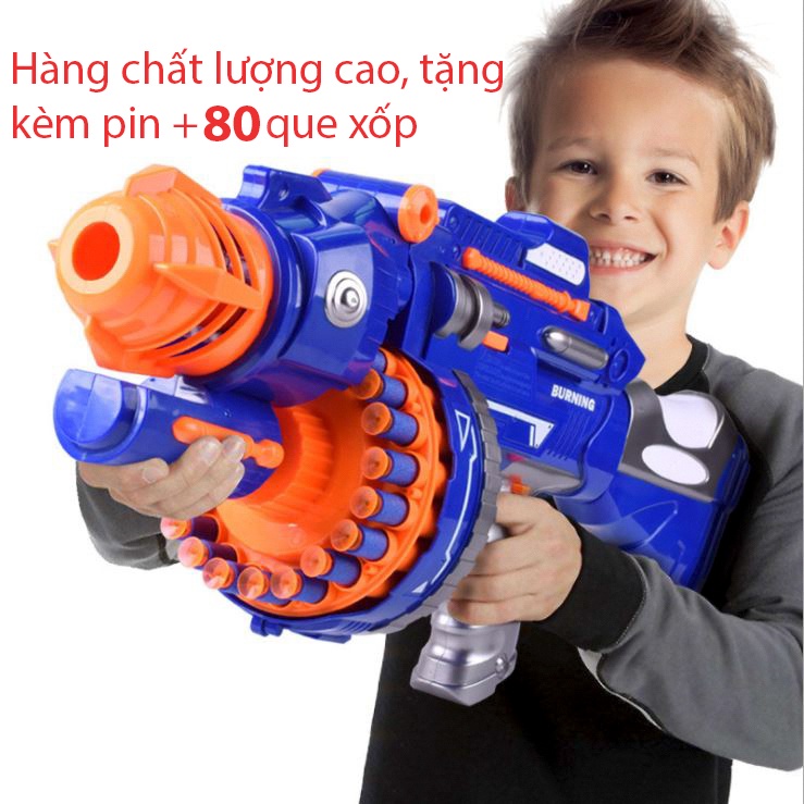 Đồ chơi sung ban đan xốp kiểu nerf sung đồ chơi trẻ em chạy pin(tặng kèm pin)+80v xốp