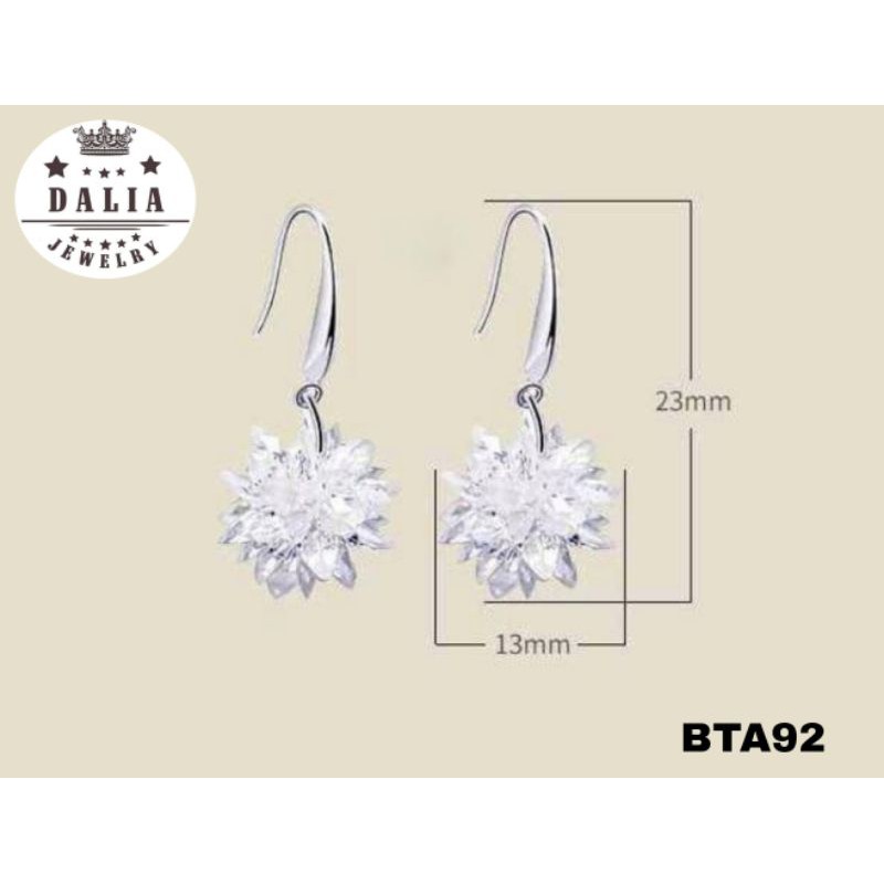 Bông tai bạc nữ dạng móc đá pha lê tuyết DaLiA Jewelry khuyên tai bạc chùm hoa xinh