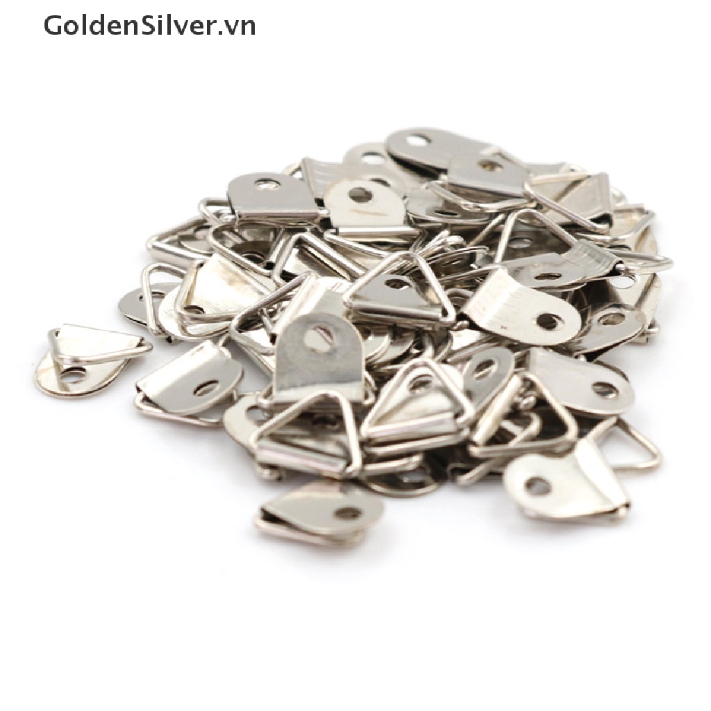 Set 50 Móc Treo Khung Ảnh Hình Tam Giác Tráng Gương Màu Bạc