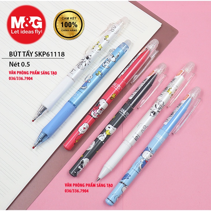 Bút bi tẩy SKP61118 hình chú chó Snoopy siêu cute nét 0.5 kiểu bi viết cực êm và xóa sạch sẽ