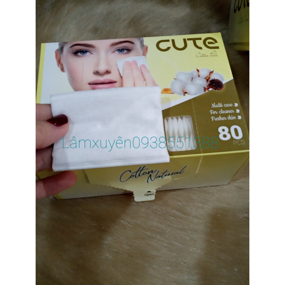 Bông Tẩy Trang CUTE 80-120-160miếng FREESHIP thiết kế vuông-tròn ,bông mềm mịn ,không kích ứng da sài cực đã [tận gốc]