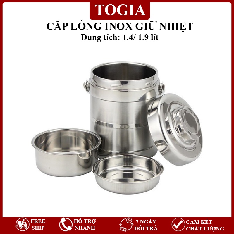 Cặp Lồng Inox 3 Tầng, Cặp Lồng Giữ Nhiệt Cao Cấp Cách Nhiệt, Cà Mên Inox An Toàn, Tiện Lợi Dung Tích 1.4/1.9 Lít