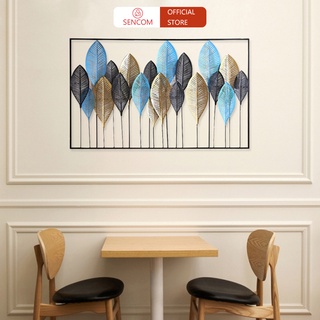 Tranh sắt treo tường nghệ thuật phòng khách SENCOM, khung sắt decor trang trí lá kim - 393