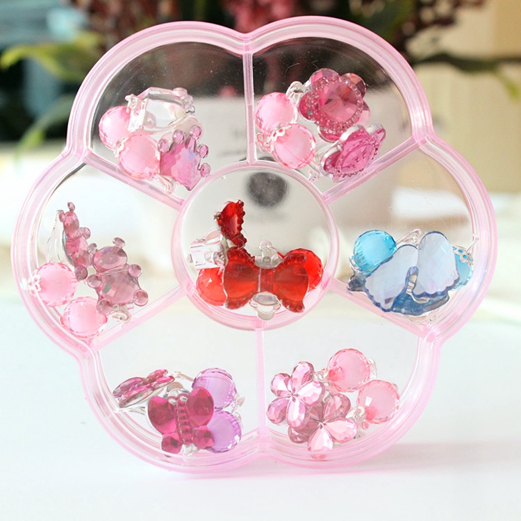 Set 7 Đôi Khuyên Tai Dáng Dài Đính Đá / Ngọc Trai Giả Dễ Thương Cho Bé Gái