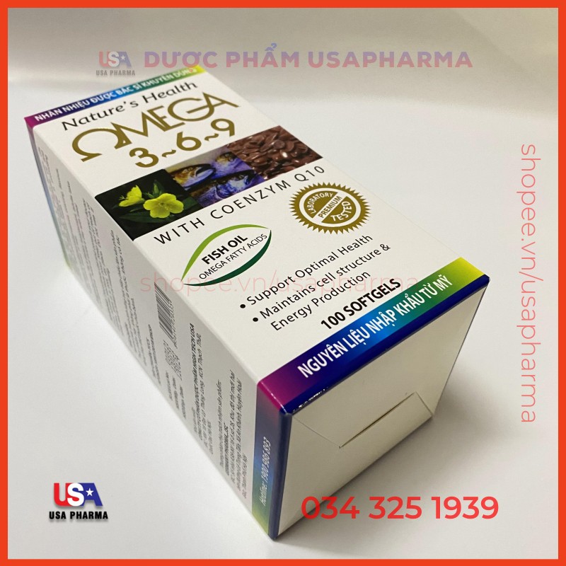 Dầu Cá Omega 369 Hỗ Trợ Hệ Tim Mạch , Trí Não , Tăng Cường Thị Lực , Sáng Mắt - Hộp 100v