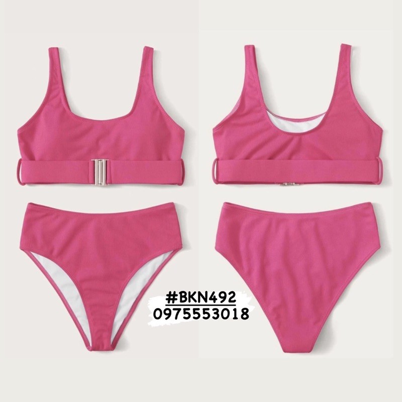 [BKN492] &lt;ÂU&gt; SET BIKINI VẢI GÂN HỒNG/ĐEN/TRẮNG (CẠP CAO)