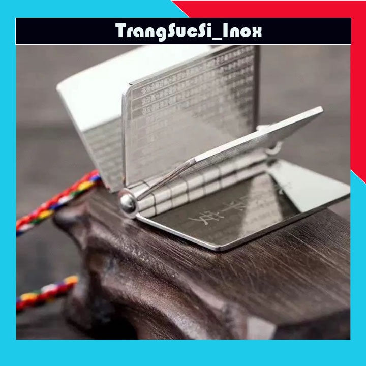 Mặt dây chuyền quyển sách bằng inox chạm khắc Chú Đại Bi (không dây) đem lại bình an, may mắn cho người đeo