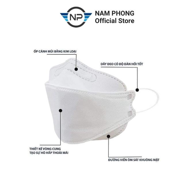 Khẩu trang 4D KF94 MASK công nghệ Hàn Quốc chống bụi mịn và kháng khuẩn, 4 lớp, màu trắng, gói 10 chiếc, namphong_store