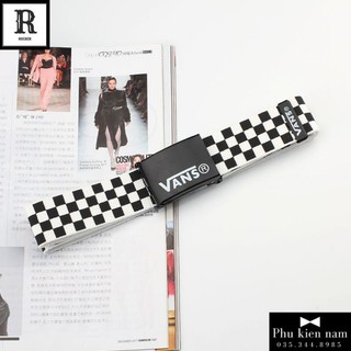 Dây nịt nam vans trắng đen cực chất thắt lưng nam trắng đen chất thắt lưng da nam dây nịch vải oo ulzzang chain dây xích