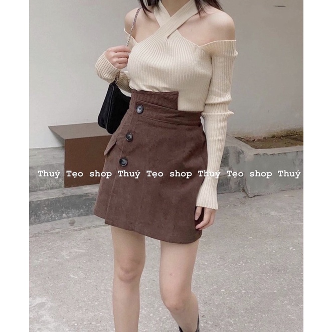 [XẢ HÀNG] ÁO LEN TĂM DÀY HỞ VAI DÂY ĐAN CHÉO CỔ L612
