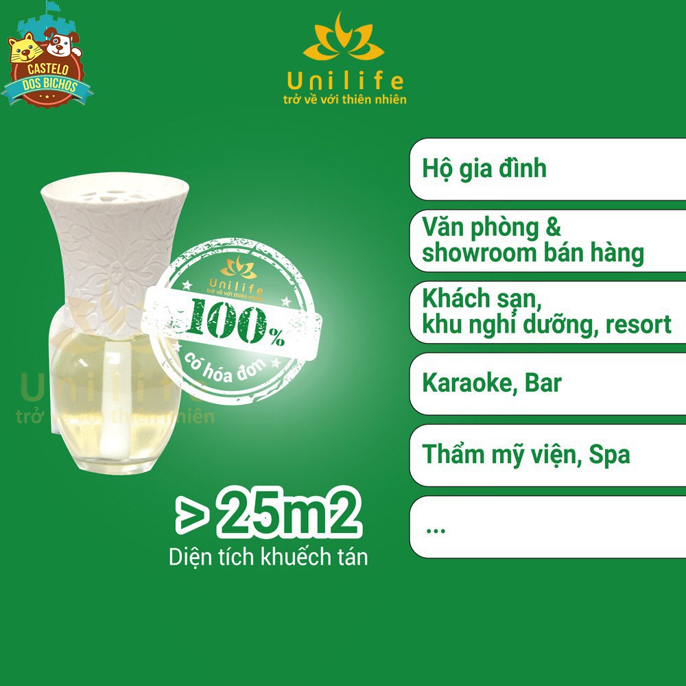 Máy khuếch tán tinh dầu Unilife [ TẶNG TINH DẦU HƯƠNG TRÀ XANH 30ml ] Chính hãng BH 12 Tháng - Khử mùi hôi chó mèo