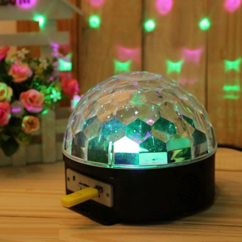 Đèn Led Quả Cầu Xoay Vũ Trường Sân Khấu 7 Màu Có Bluetooth, Phát Nhạc Thẻ Nhớ, Usb Kèm Remote