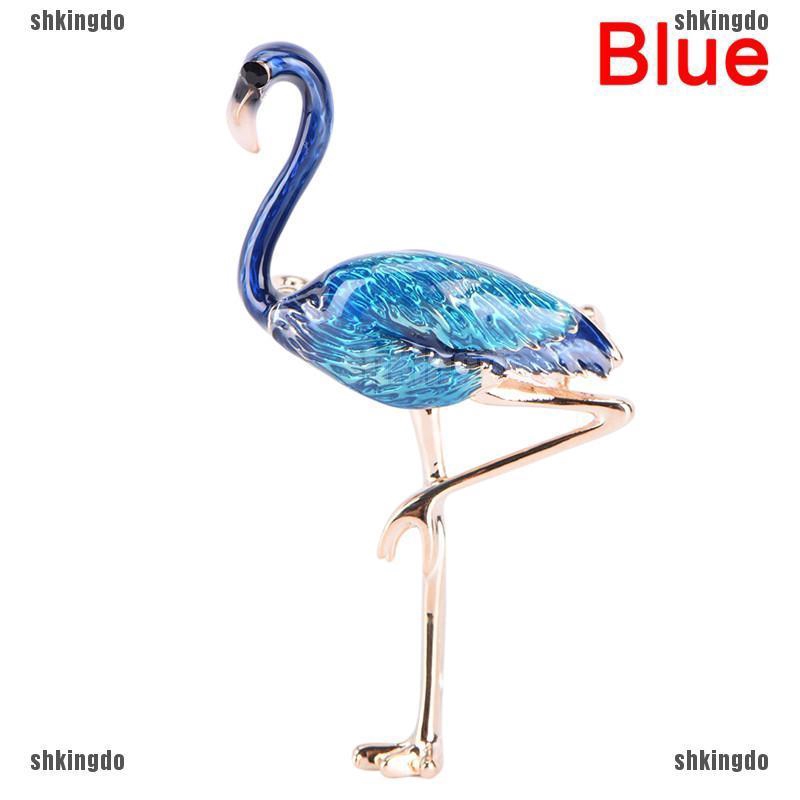 Trâm cài áo hình chim hồng hạc tráng men sang trọng