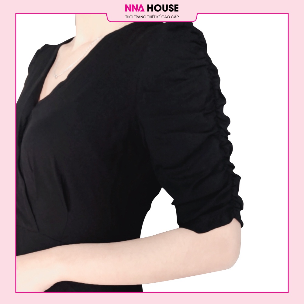Váy Hàn Quốc tay dúm bèo cổ xẻ - Váy babydoll dáng ngắn, đầm dự tiệc babydoll NNAHOUSE Mã NA224 | BigBuy360 - bigbuy360.vn