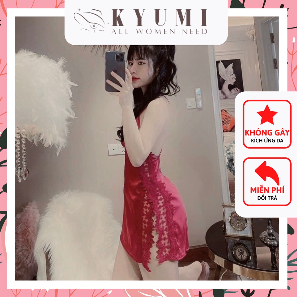 Đồ ngủ sexy ♥FREESHIP♥ đồ ngủ 2 dây siêu gợi cảm KYUMI Official chất liệu lụa satin mềm mịn mát, freesize 40-60kg | BigBuy360 - bigbuy360.vn