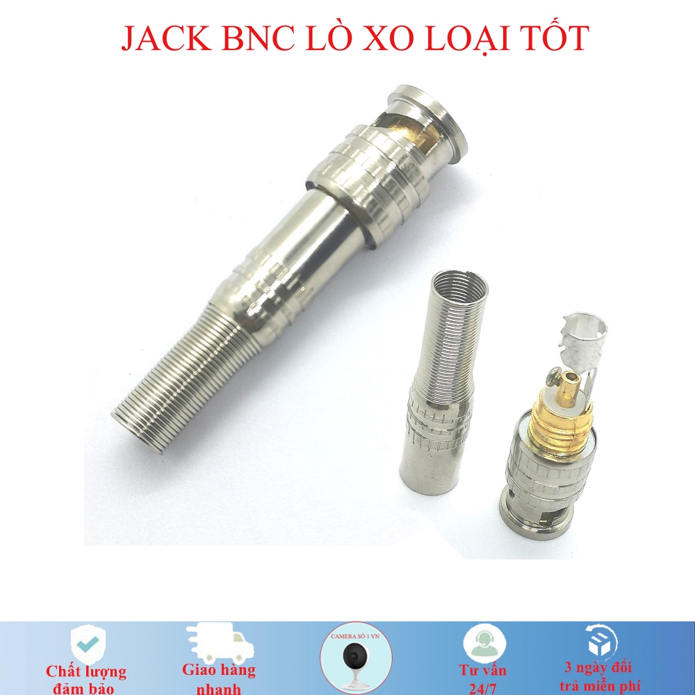 Jack BNC lò xo loại tốt, giắc tín hiệu cho camera, cáp đồng trục, đầu ghi hình camera
