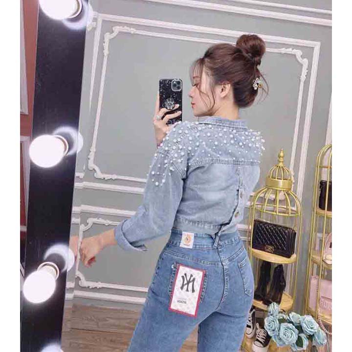 Áo Khoác Jean Lửng  Nữ Đẹp Hàng Cao Cấp Đính Hạt ngọc Siêu Đẹp Siêu Sang Chảnh (Hình Thật+Video Thật)- HÀNG CÓ SẴN | BigBuy360 - bigbuy360.vn