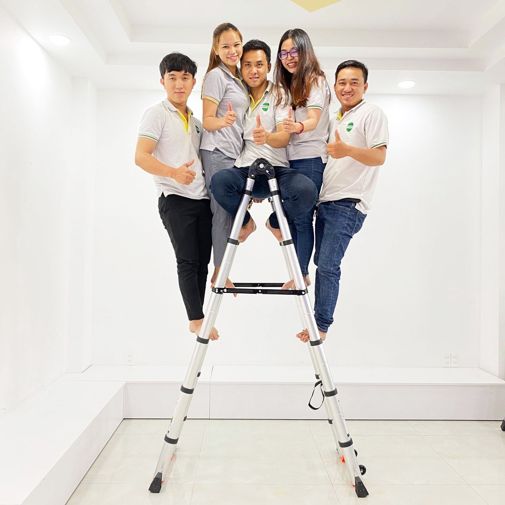 Thang nhôm rút đôi SUMIKA SK500D NEW - rút chữ A cao 2.5m, rút chữ I cao 5.0m, tải trọng 300kg