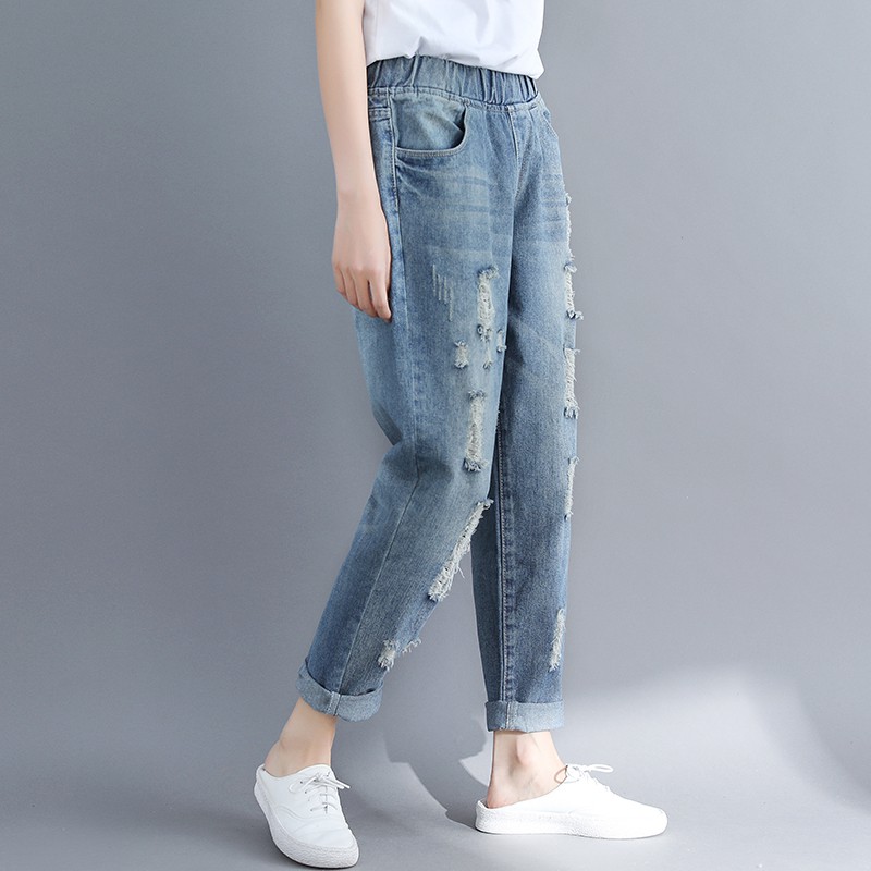 B111 Quần bò bigsize mài rách thời trang