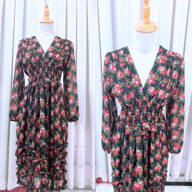 Đầm maxi hoa 3D nhí siêu đẹp