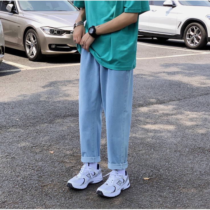 Quần Jeans Baggy Xanh Nhạt Phong Cách Nam Hàn Quốc - Đổi Trả Nếu Hàng Lỗi