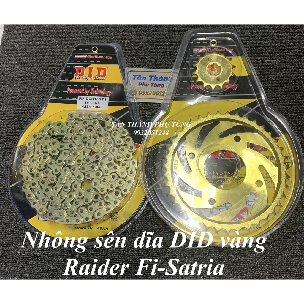 Nhông sên đĩa DID vàng Vĩ RAIDER FI-SATRIA (14T-39T) - Tân Thành Phụ Kiện