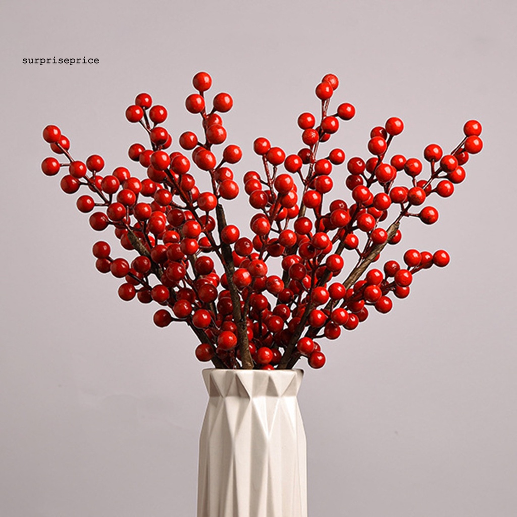 Bó hoa quả mọng nhân tạo dùng trang trí nội thất kiểu giáng sinh