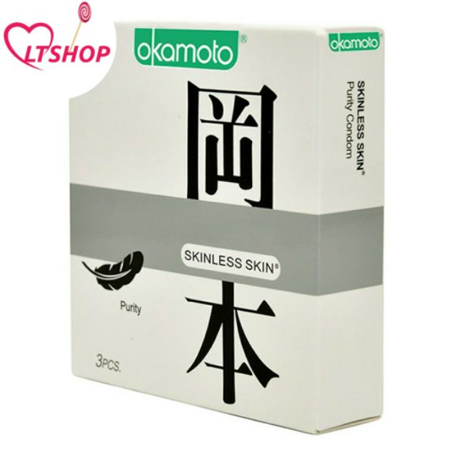 Bao Cao Su Okamoto Skinless Skin Purity  siêu mỏng tinh khiết   Hộp 3 Cái