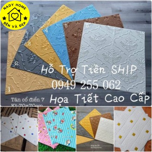Xốp Dán Tường 3d Dày 5mm Họa Tiết Cao Cấp Loại 1 Khổ Lớn 70 x 70 CM - Có Sẵn Keo - Chống Thấm, Cách Âm