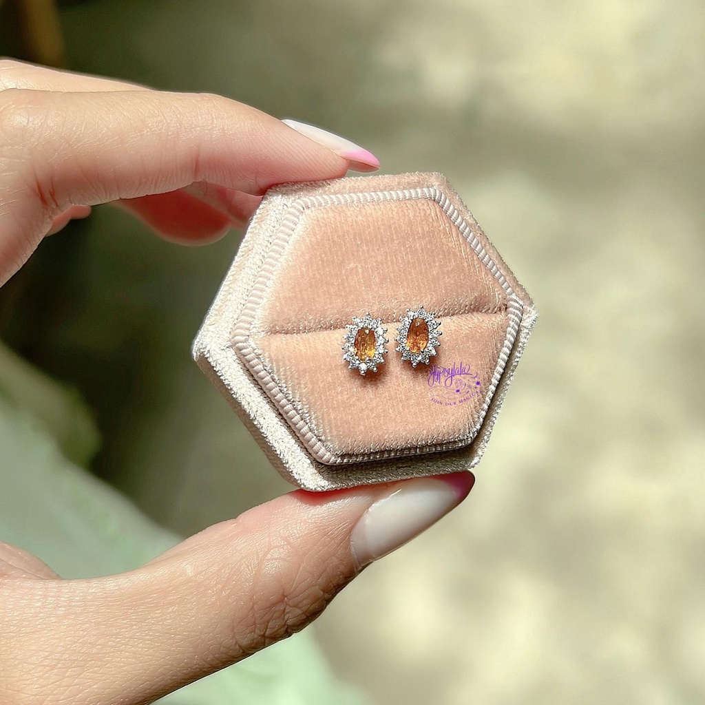 Bông Tai Twinkling Đá Tourmaline Thiên Nhiên Màu Vàng Cam SP005073 Gypsy.lala