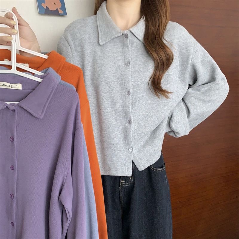 SUXI Áo sơ mi tay dài dáng rộng phong cách Hàn Quốc dành cho nữ