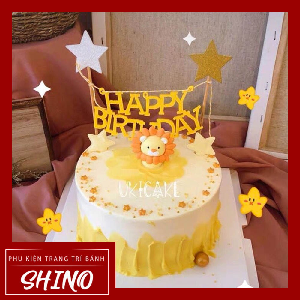 Đồ chơi sư tử vàng trang trí bánh kem