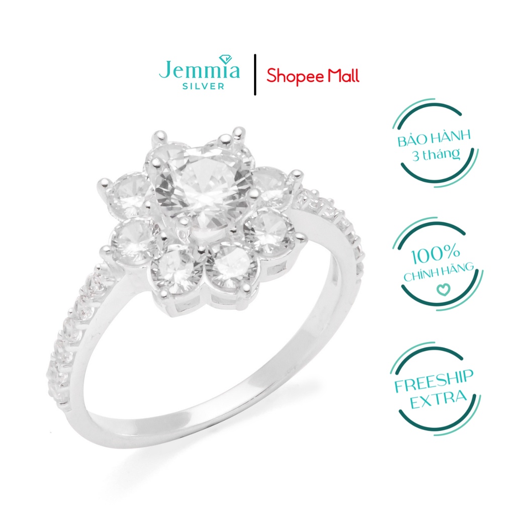 Nhẫn bạc nữ Jemmia hoa tuyết lớn - JM3076