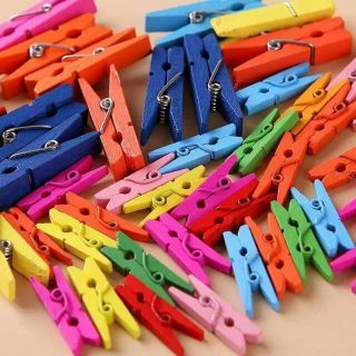 50 cái Kẹp Gỗ Nhiều Màu Treo Ảnh ( 3.5cm ) ➡️ Tặng 5M Dây Thừng Trang trí