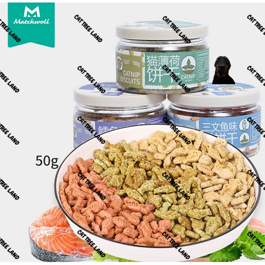 BÁNH THƯỞNG CHO MÈO CATNIP BISCUITS 50G - BÁNH QUY CATNIP (CỎ BẠC HÀ), TIÊU BÚI LÔNG, HỖ TRỢ TIÊU HOÁ, SẠCH RĂNG