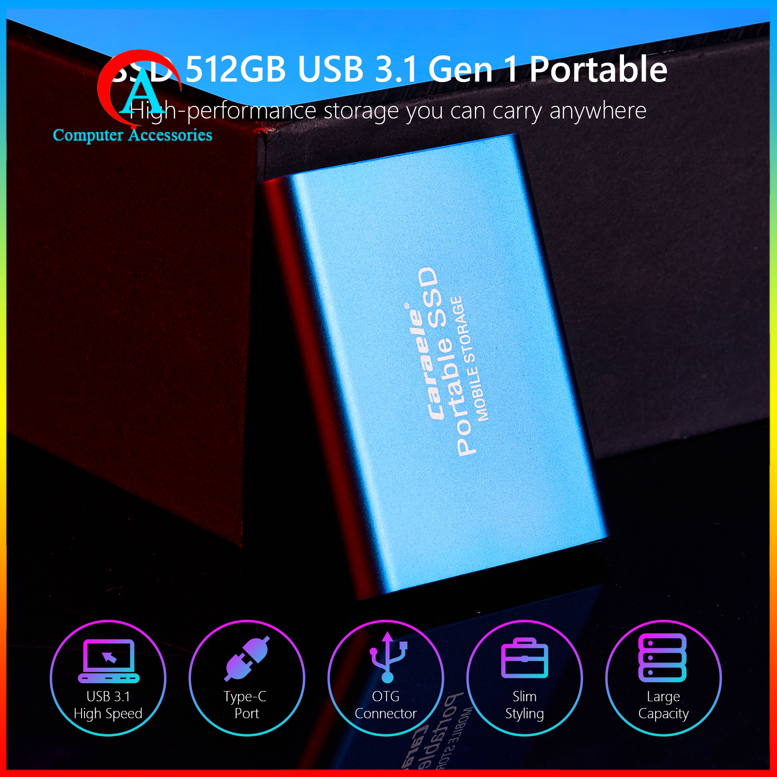 Ổ Cứng Di Động 500gb Ssd Usb 3.1 Gen-1 Usb-C Bằng Hợp Kim Nhôm | BigBuy360 - bigbuy360.vn