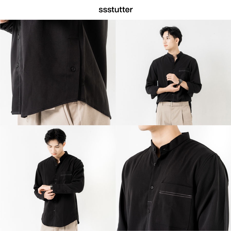 Áo sơ mi dáng suông SSSTUTTER thiết kế nổi bật viền túi vải cotton thoáng mát Premium Line Shirt | BigBuy360 - bigbuy360.vn