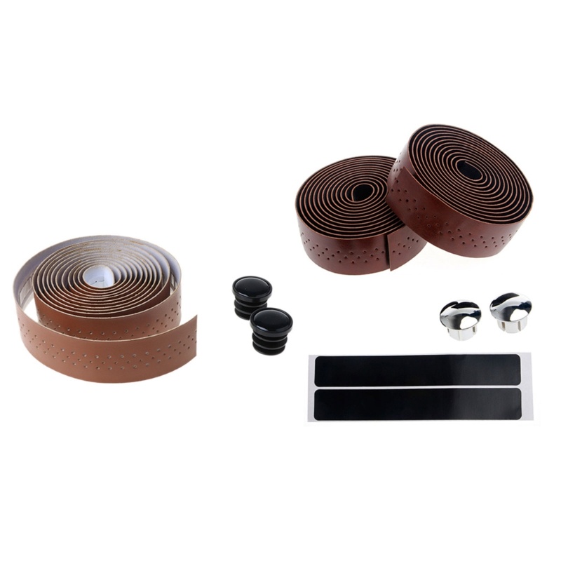 Set 2 Cuộn Băng Quấn Tay Lái Xe Đạp Giả Da Kèm 2 Nút Cắm