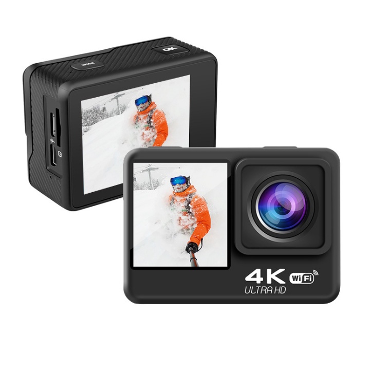👑 Camera Hành Động  Xe Máy Giá Rẻ C1R 4K/60Fps -Chống Rung- 2 Màn Hình - Cảm Ứng- Tặng Pin, Sạc -BH 12 tháng