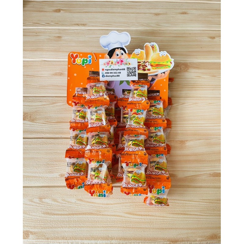 Kẹo Dẻo Yupi Burger Hương Trái Cây (Dây 10 gói x 8g-cam)