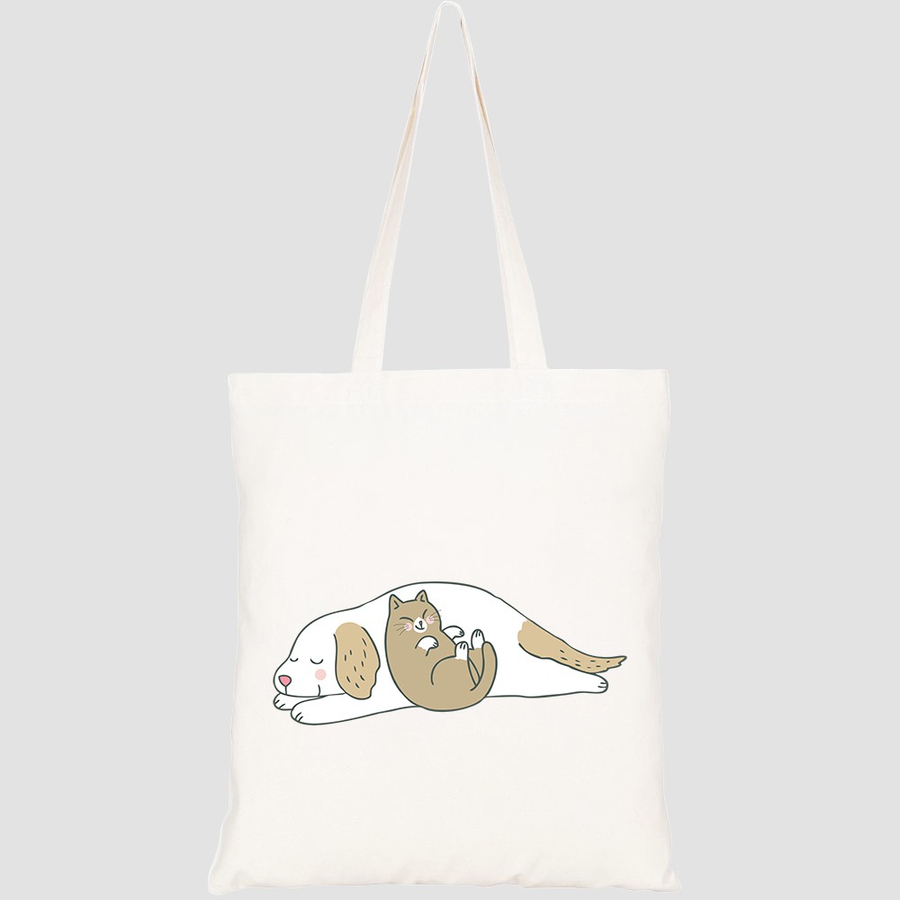 Túi vải tote canvas HTFashion in hình cartoon cute sweet cat dog HT164