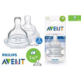 Vỉ 2 núm ty silicone Avent classic