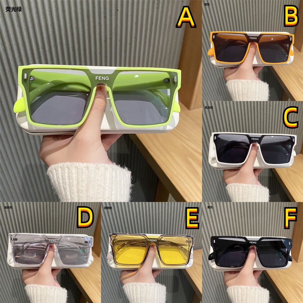 Kính Chống Nắng Thiết Kế Tròng Vuông Phong Cách Hip Hop Thời Trang Với 6 Màu Khác Nhau