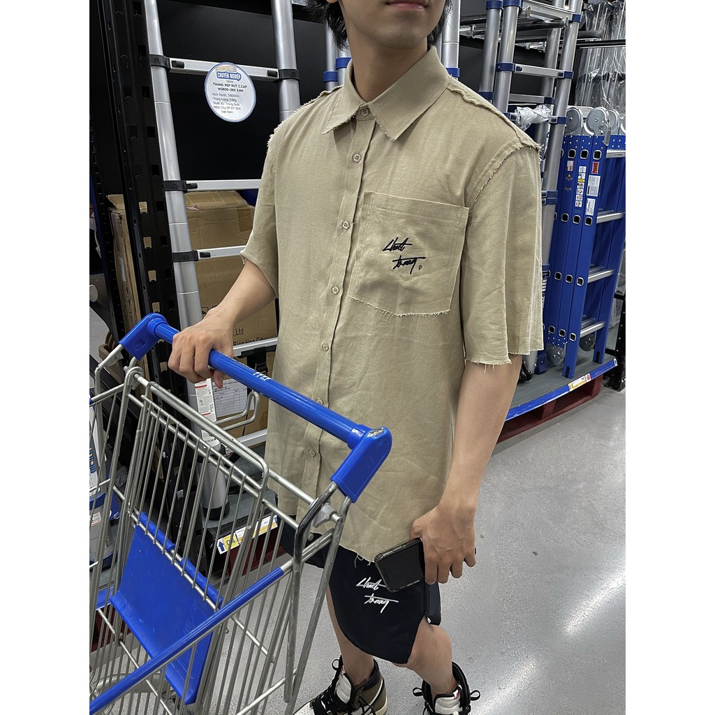 ÁO SƠ MI nam Linen rách CHUOT TRANG HOMELESS