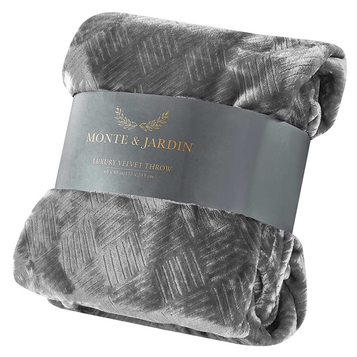 Chăn màu xám  Monte &amp; Jardin Embossed Velvet Throw